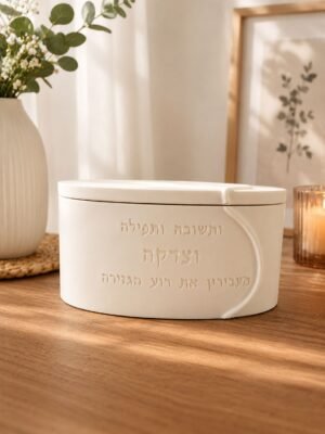 תבנית סיליקון לקופת צדקה “ותשובה ותפילה וצדקה”